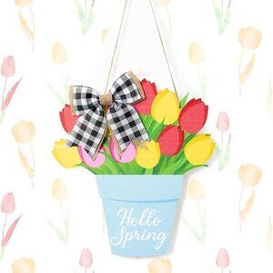 COPY - Spring Easter Tulip Flower Wooden Hanging Welcome Door Sign